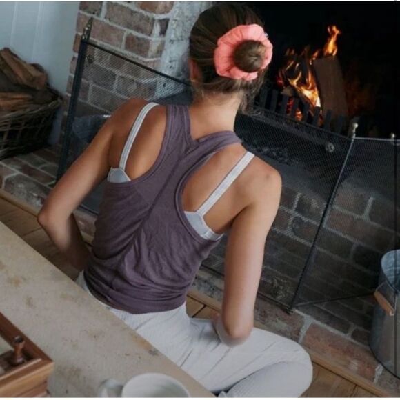 NWT Free People Very Varsity Racerback Ribbed Tank Top in Boysenberry Purple M - Picture 2 of 5